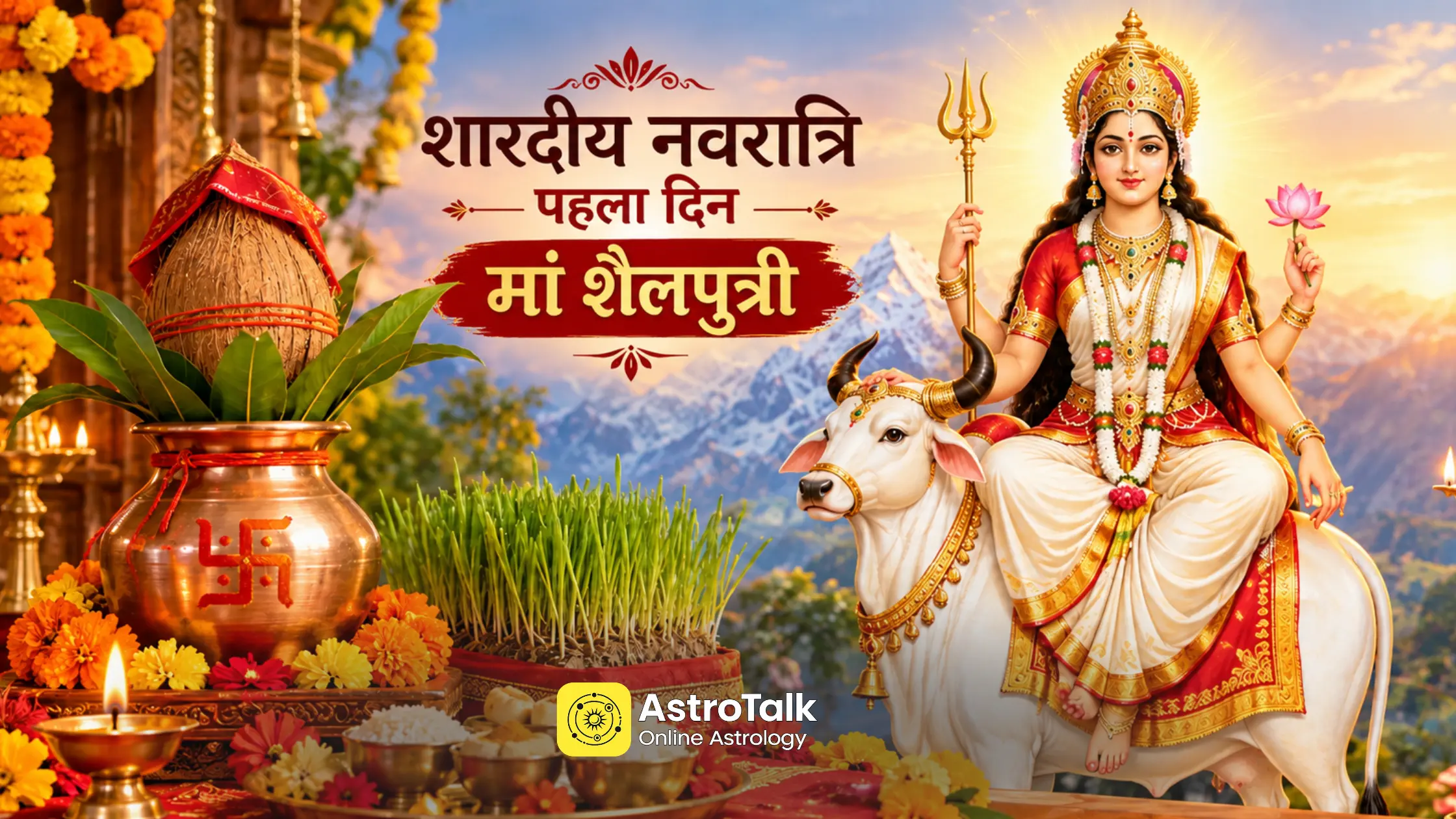 नवरात्रि के पहले दिन मां शैलपुत्री की पूजा, नोट करें घटस्थापना मुहूर्त, पूजा विधि, योग और उपाय