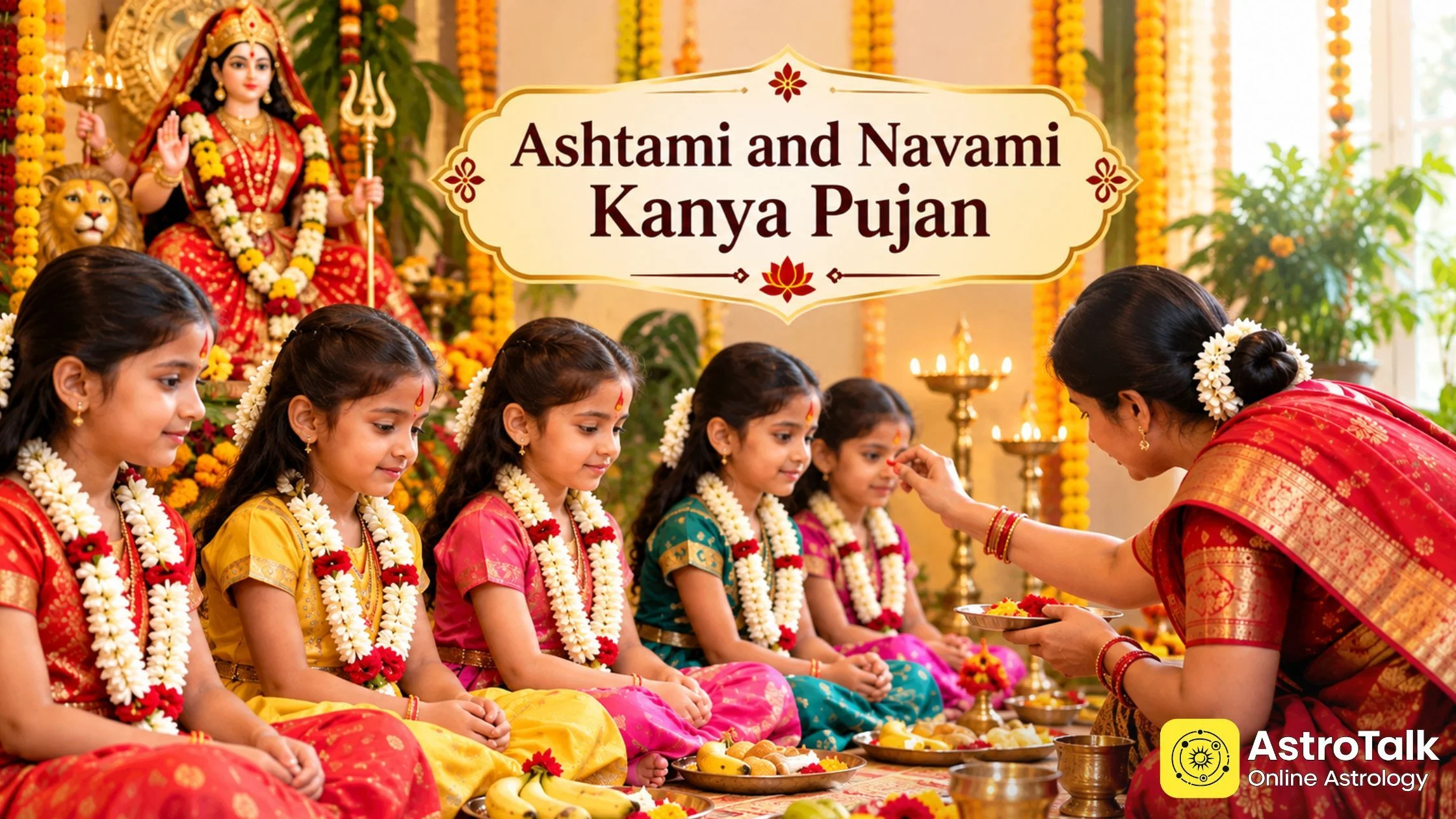 Ashtami-Navami Kanya Pujan: Timings, Zodiac-Based Gifts, & Significance of Worshipping Girls